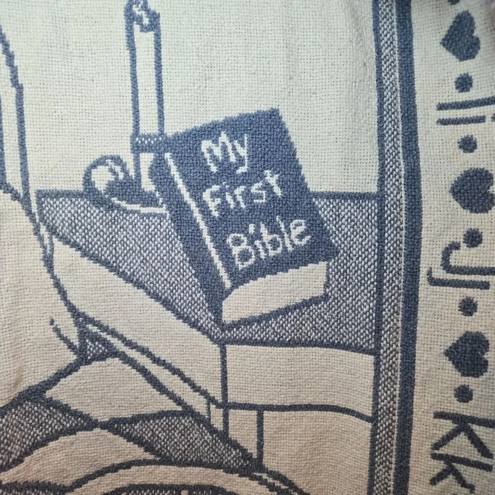 Baby Blanket Jesus Loves Me This I Know Verse ABCs Blue Soft Woven Throw Lovey‎
